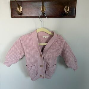 Kids Pink Knit Cardigan Sweater